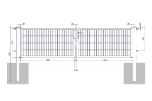 Universaltor "medium" 2-flg. feuerverzinkt H 800 x B 3158 mm