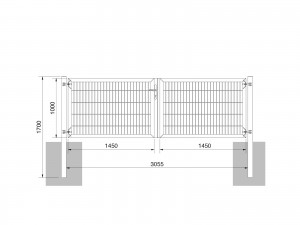 Universaltor "schwer" 2-flg. symmetrisch anthrazit H 1000 x B 3063 mm